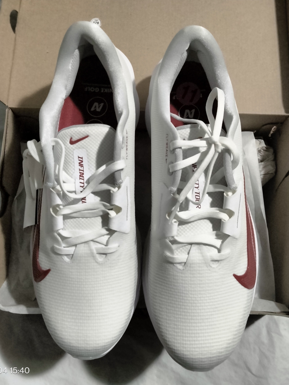 Nike Air Zoom Infinity Tour 2 Golf Shoe White Dark Red HJ7573-110 Size 11 NO BOX